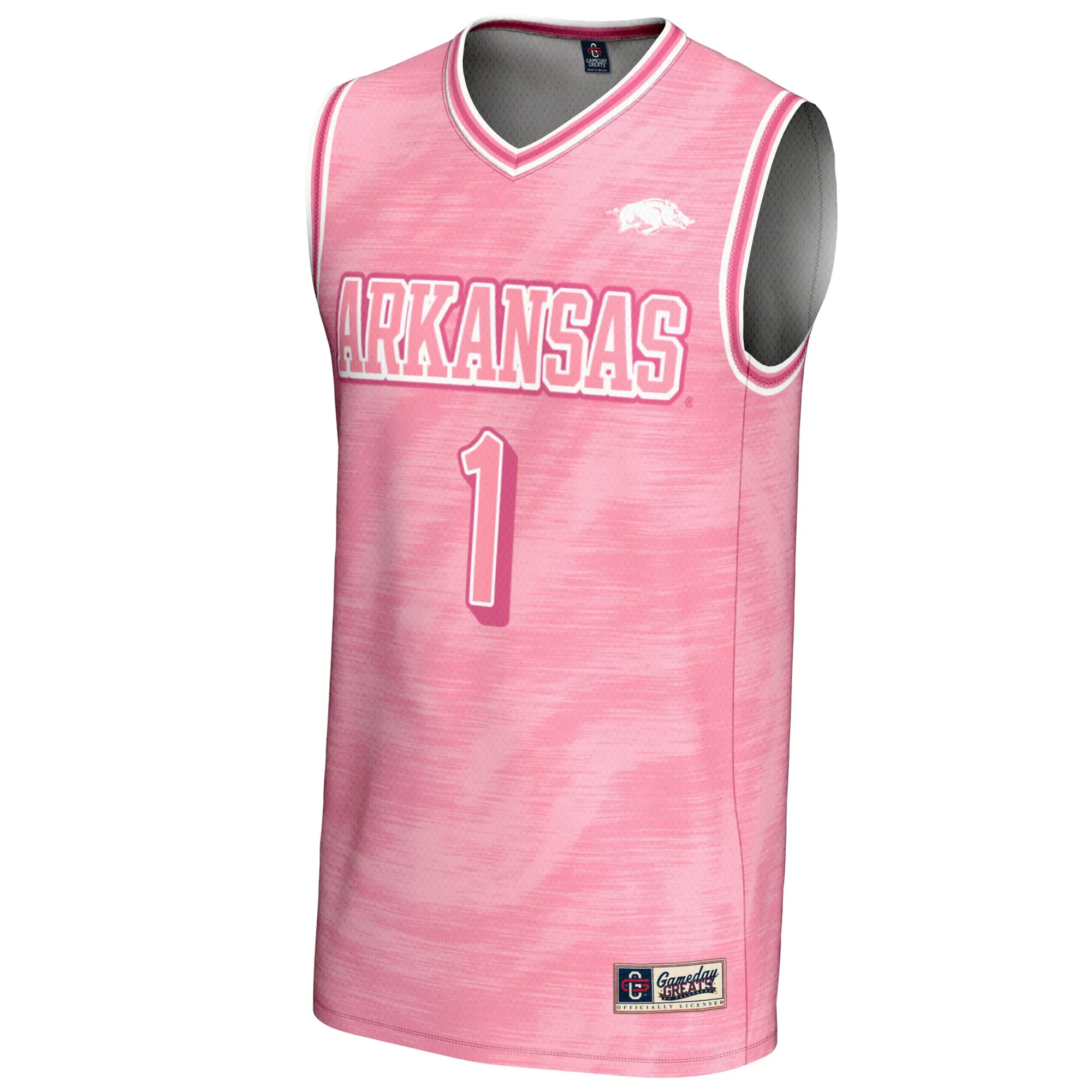 Youth GameDay Greats #1 Pink Arkansas Razorbacks Lightweight Basketball Jersey