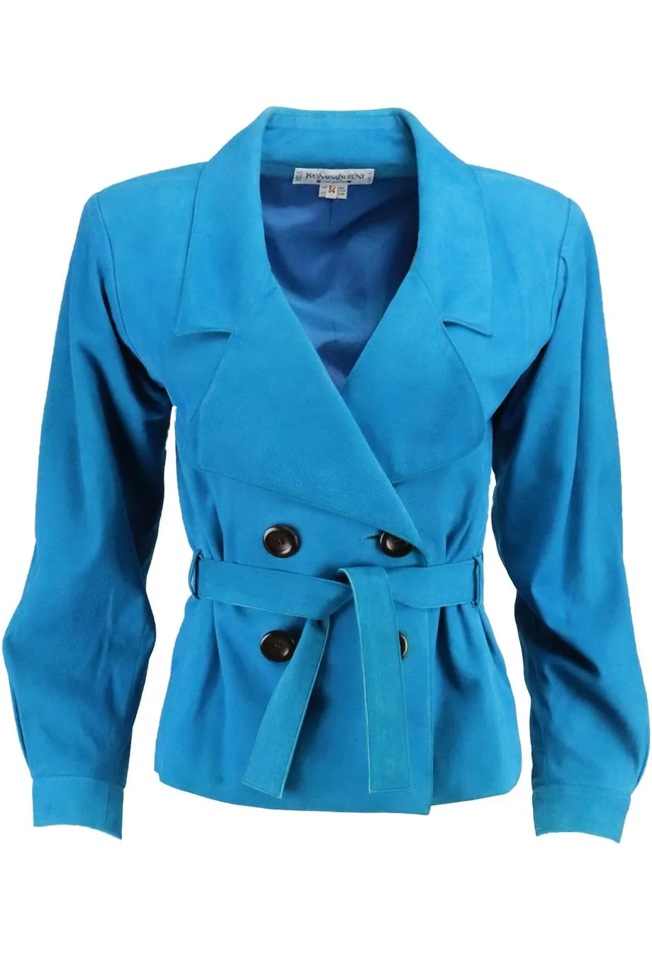 YVES SAINT LAURENT VINTAGE BELTED SUEDE JACKET FR 34 UK 6