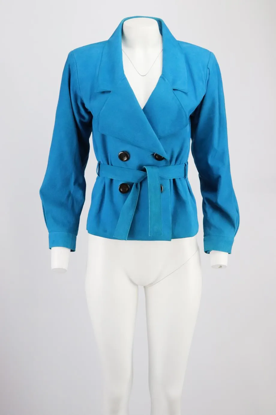 YVES SAINT LAURENT VINTAGE BELTED SUEDE JACKET FR 34 UK 6